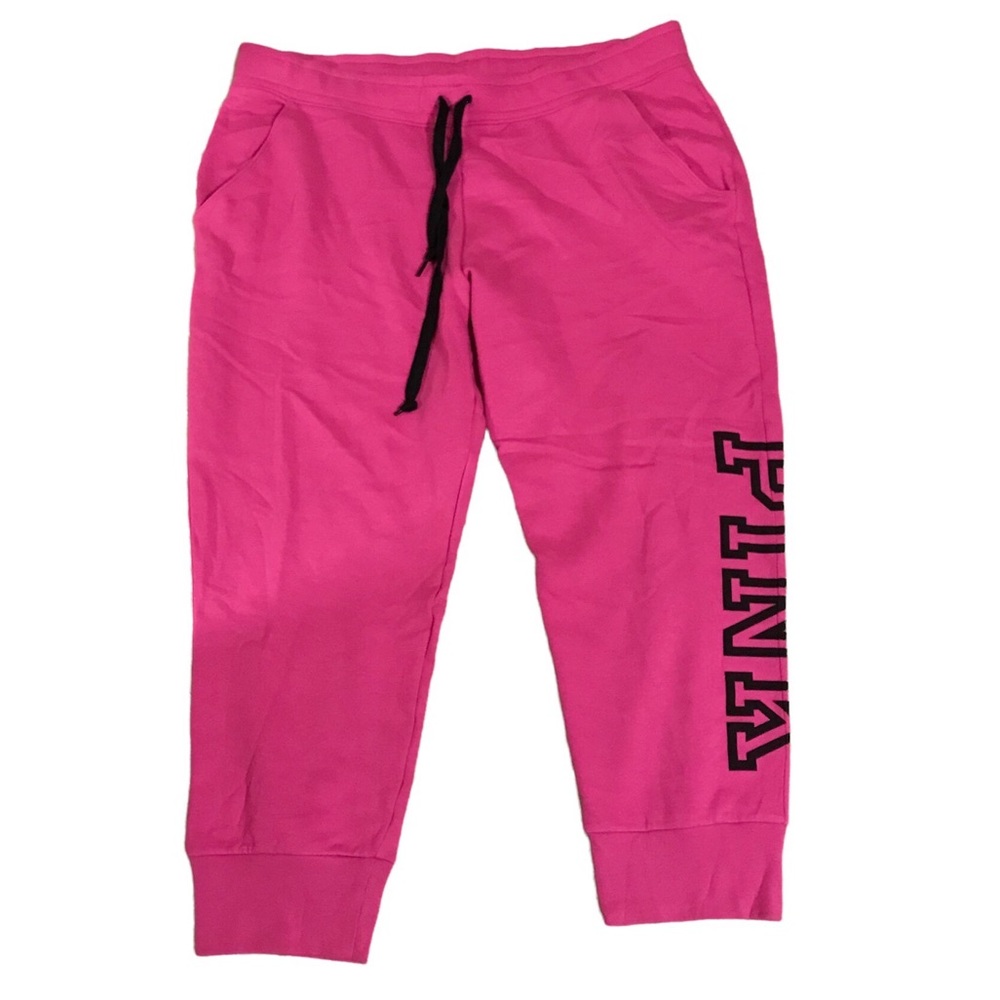 Pink VS Neon Fuschia fleece joggers Victoria’s Secret Sweatpants XXL
